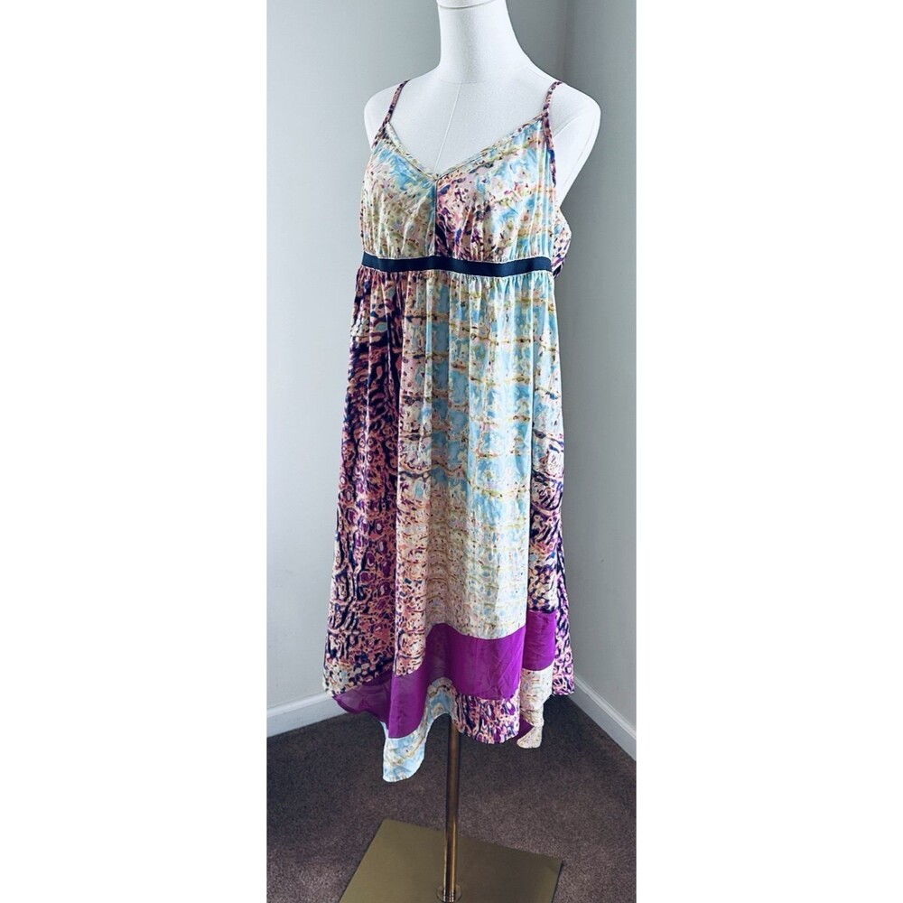 Simply Vera Wang Dress Womens Large Midi Empire Waist Abstract Print Sleeveless